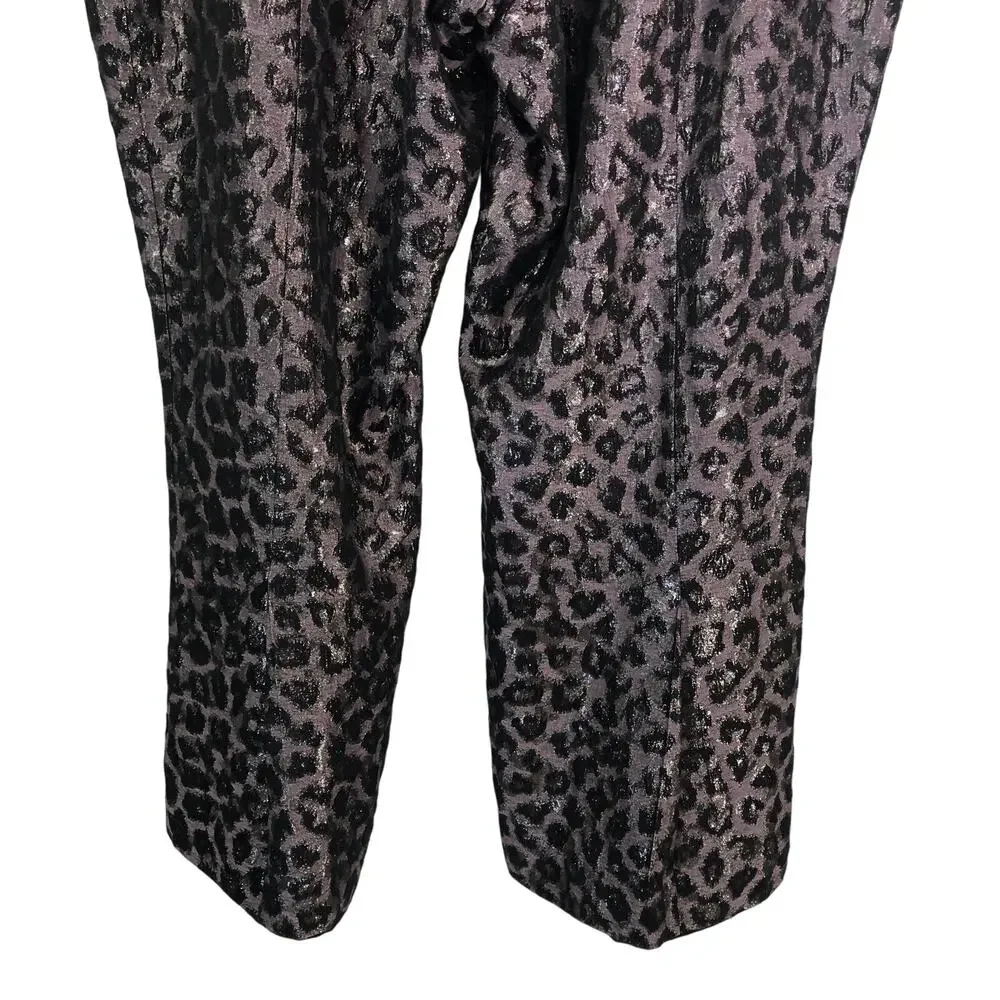 Evening Pants Slacks Lined Sheen Animal Print Size 20 Purple Tanya Taylor - Picture 7 of 8
